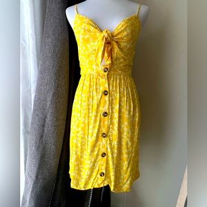 Yellow Front-Tie Dress